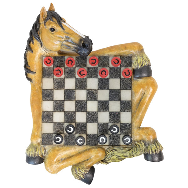 De Leon Collections Polyresin Western Horses Checkers Set Wayfair